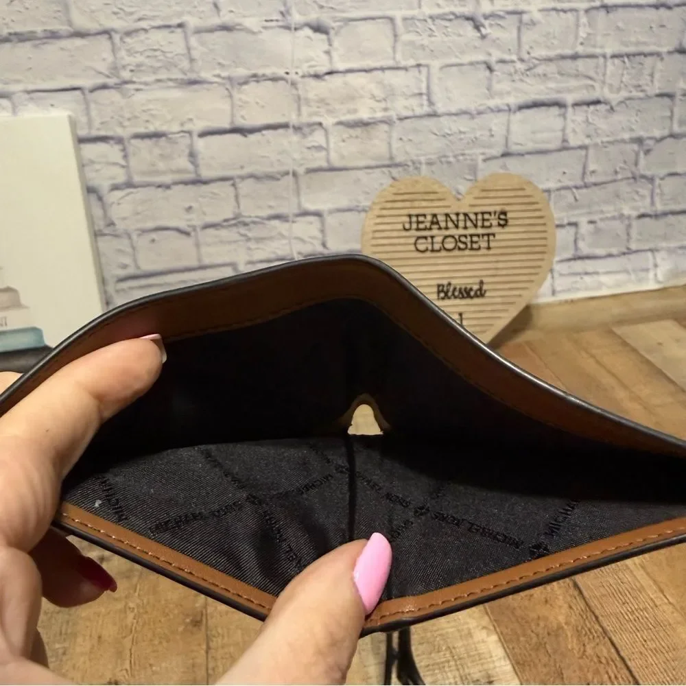 Michael Kors brown saffiano leather bifold wallet